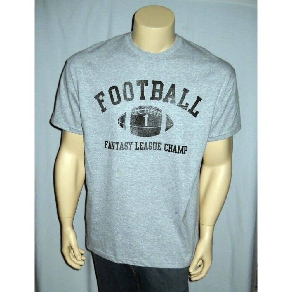 NFL FANTASY FOOTBALL T Shirt Mens Sizes League Champ Crew Neck Heather Gray